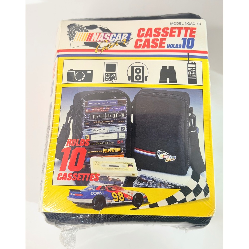 Vintage 1995 NASCAR Gear Cassette Case Holds 10 Bag GameBoy Walkman NGAC-10 New